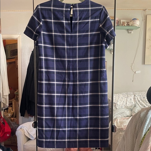 Banana Republic Plaid Navy Blue Dress - Picture 3 of 5